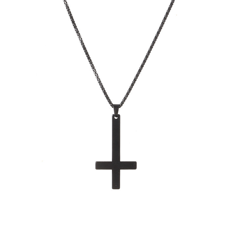 Titanium steel smooth cross necklace pendant