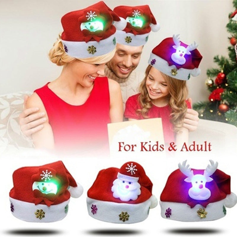 Christmas Decorations Non-woven Cartoon Applique Luminous Hat