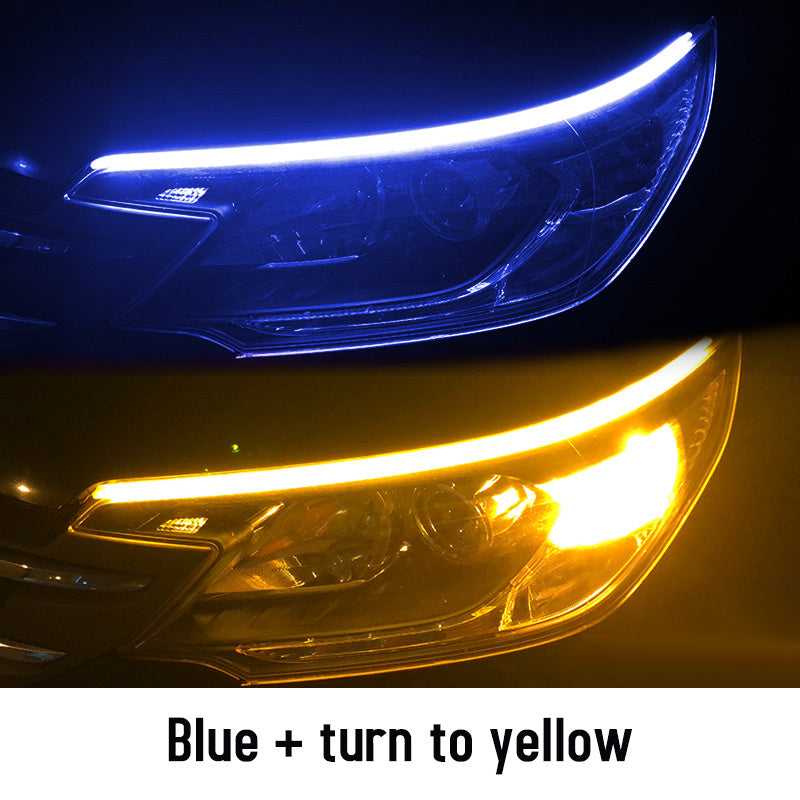 2 piezas Led DRL luces de circulación diurna para coche Flexible impermeable Auto señal de giro amarillo freno lateral faros luz coche accesorios