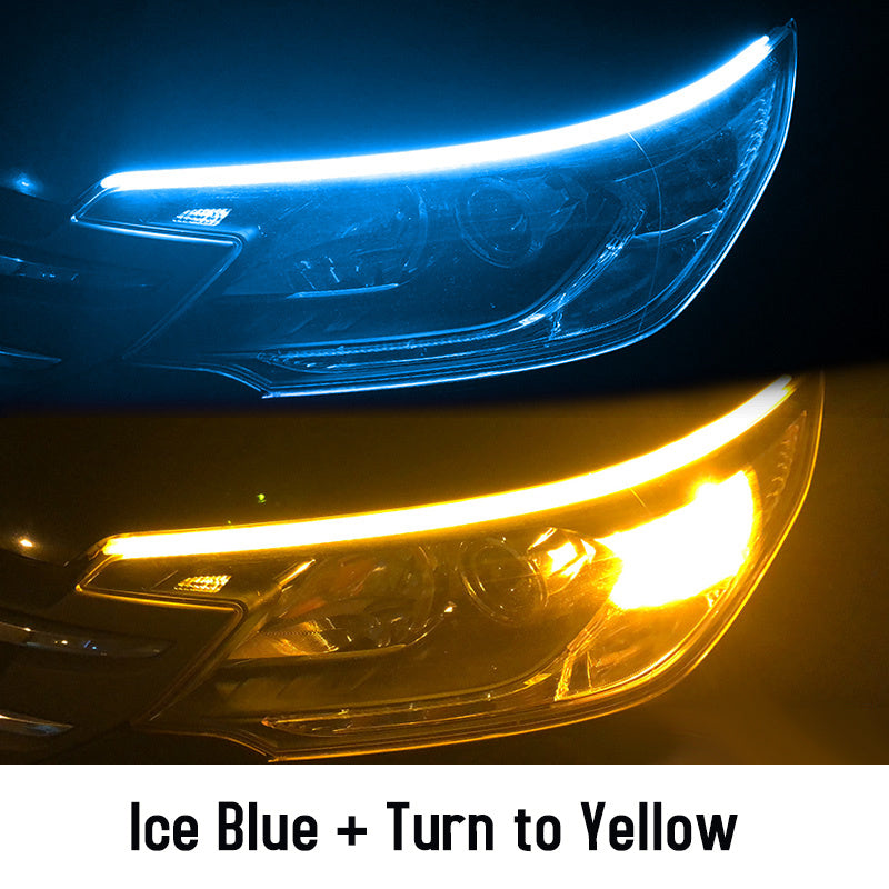 2 piezas Led DRL luces de circulación diurna para coche Flexible impermeable Auto señal de giro amarillo freno lateral faros luz coche accesorios