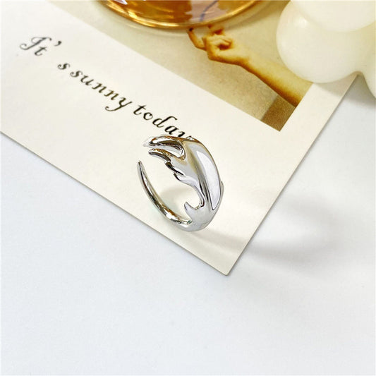 Estilo japonés y coreano anillo Irregular pluma anillo abierto pulsera