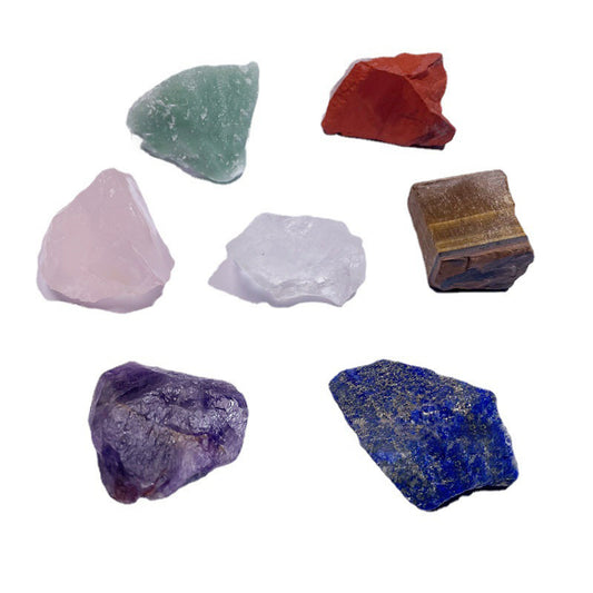 Wholesale Amazon Cross-border Seven Chakra Natural Crystal Rough Stone Ornament Seven Color Healing Stone Yoga Meditation Energy Stone