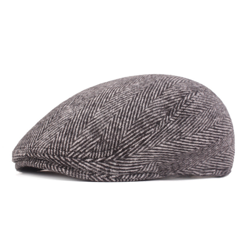 Herringbone Beret, Simple Cap For Men And Women, Autumn And Winter Hat, Old Man Hat
