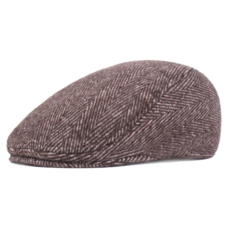 Herringbone Beret, Simple Cap For Men And Women, Autumn And Winter Hat, Old Man Hat