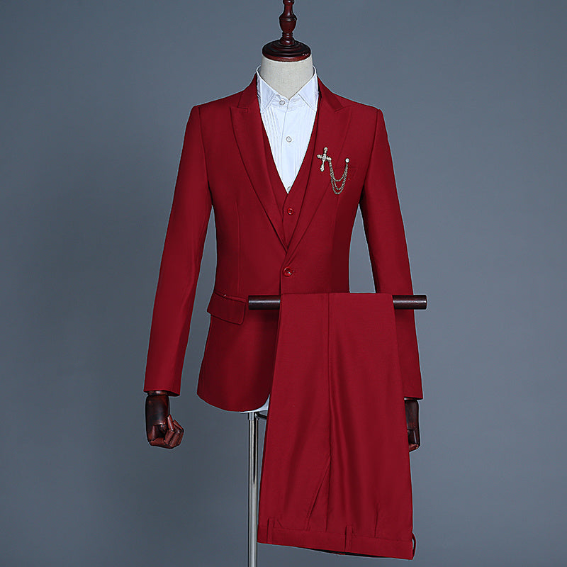 Three-piece Suit Of Men's Groom And Best Man Dress Vest