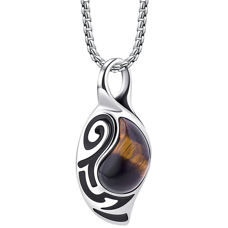 Simple Personality Tiger Eye Stone Men's Necklace