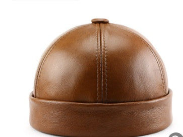 Winter Leather Warm No-brimmed Melon Hat Old Man Hat