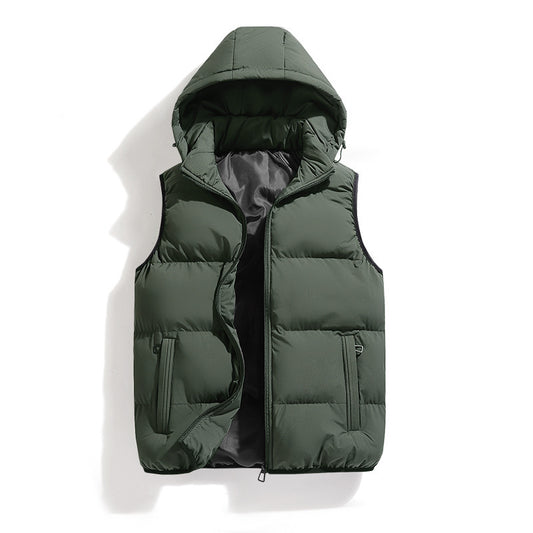 Cotton Casual Detachable Hooded Thickened Thermal Vest