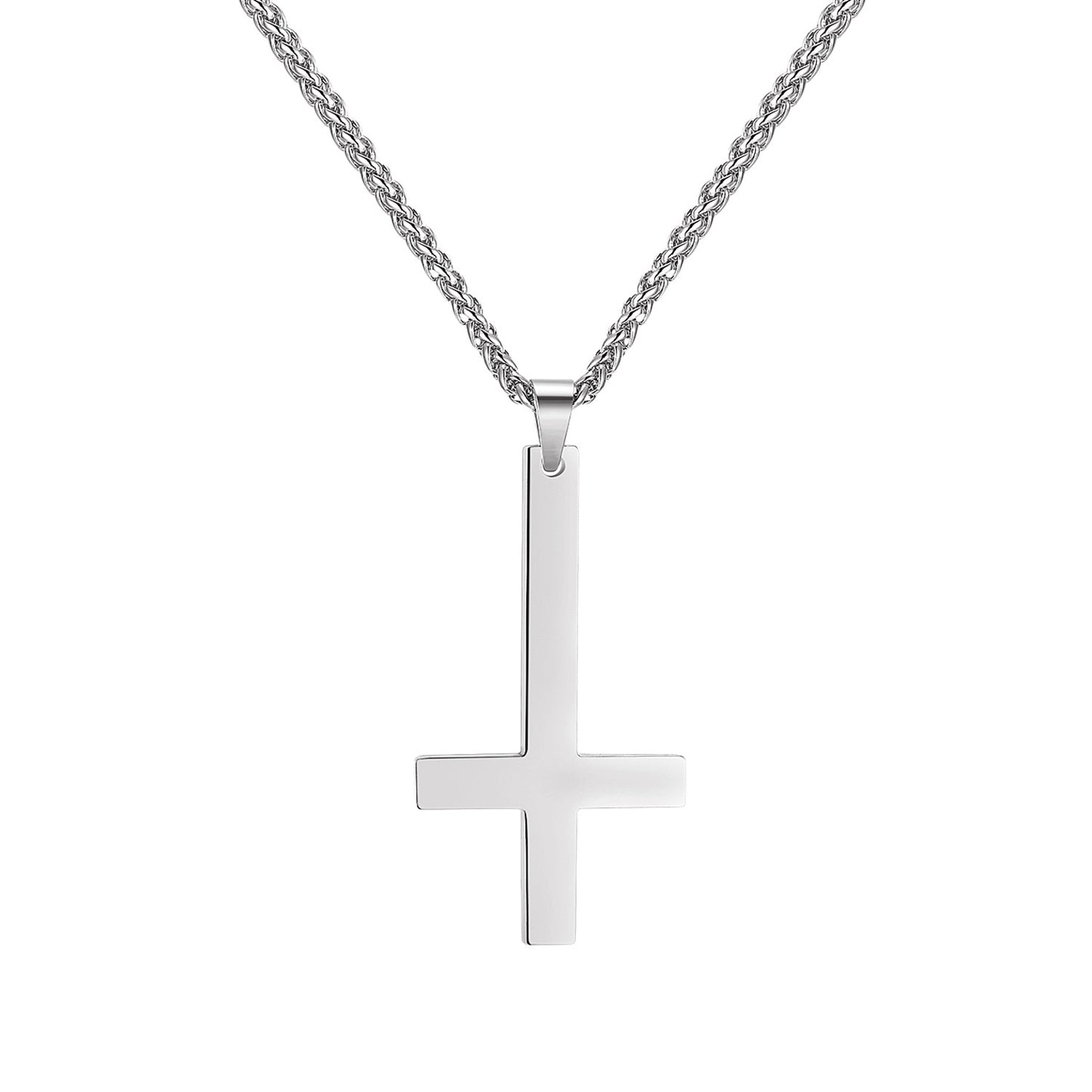Titanium steel smooth cross necklace pendant