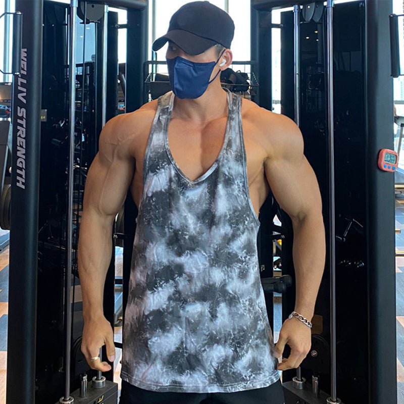 Camouflage Fitness Sports Vest Mesh Quick-drying I-shaped Sleeveless T-shirt