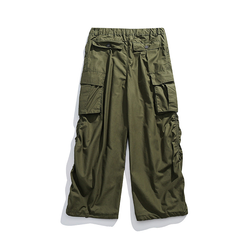 Solid Color Three-dimensional Large Mouth Straight-leg Trousers