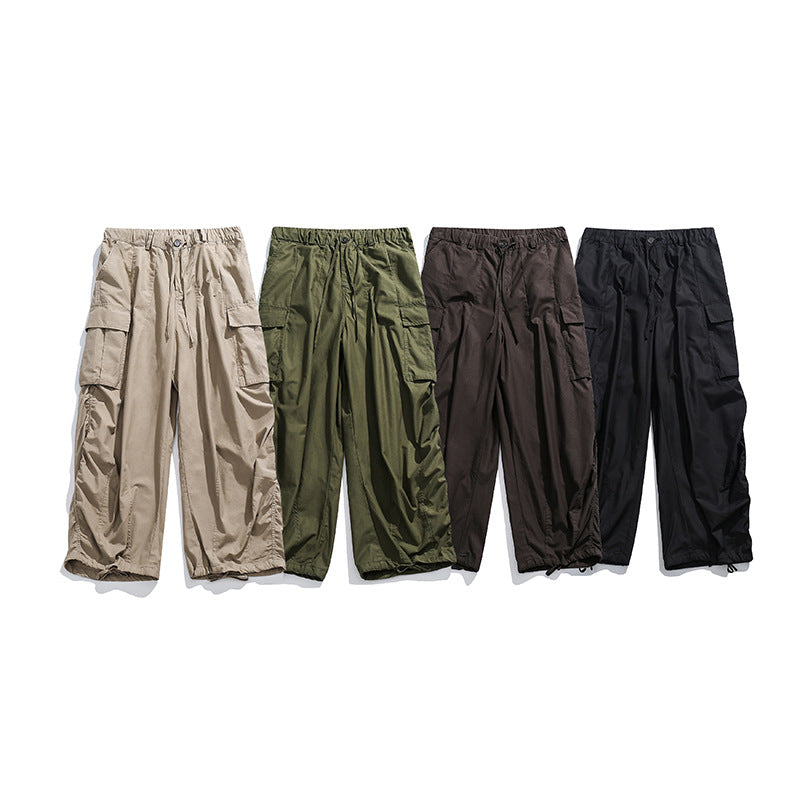Solid Color Three-dimensional Large Mouth Straight-leg Trousers
