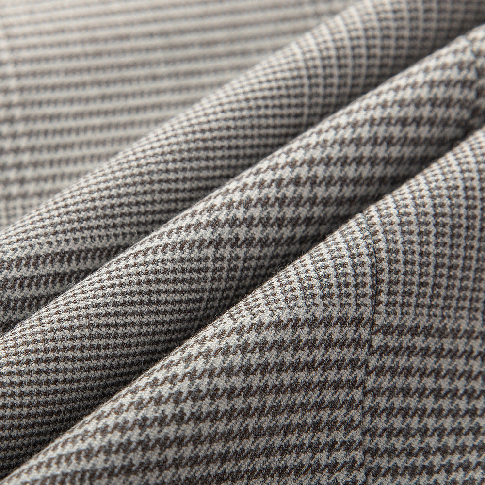 Men's Suit Slim Fit Business Casual Gray Lattice Pattern Three-piece Suit
