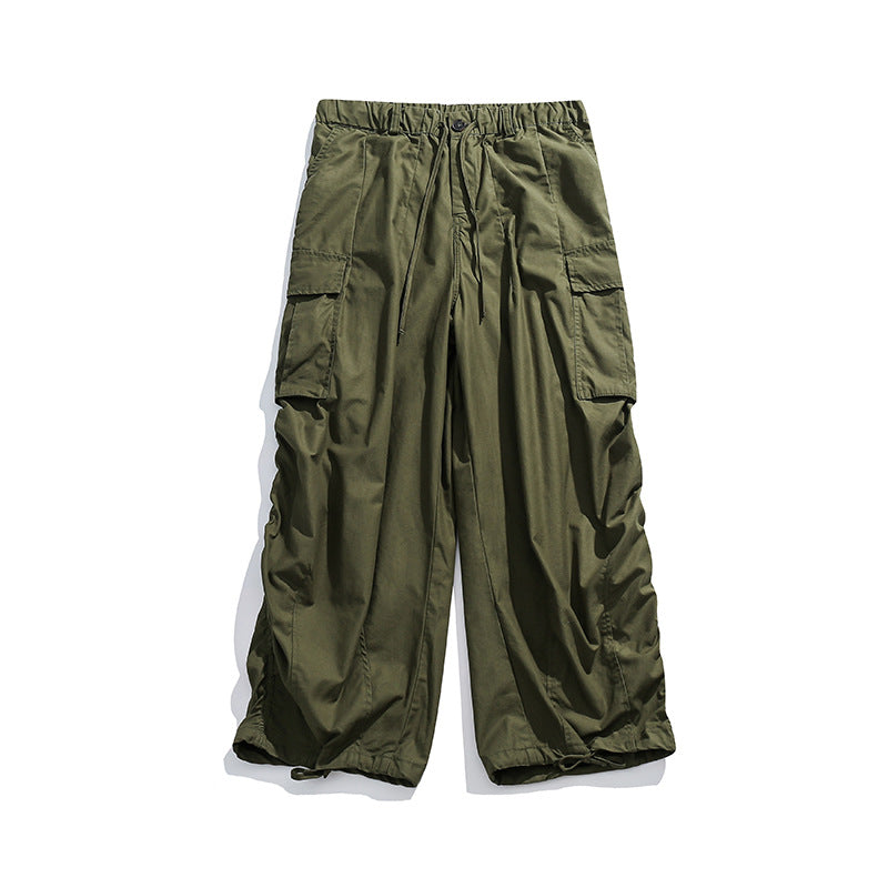 Solid Color Three-dimensional Large Mouth Straight-leg Trousers