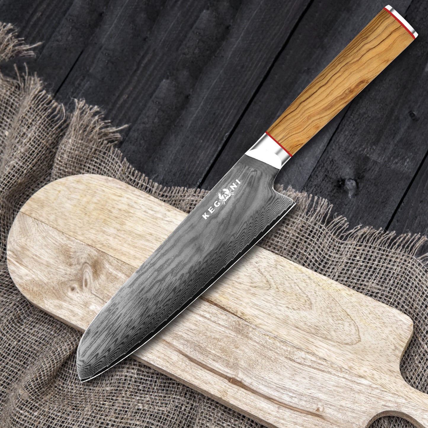 Kegani Kiritsuke Knife - 8 Inch Professional Japanese Chef's Knife, 67 Layers AUS-10 Damascus Steel Kitchen Ultra-Sharp Knife - D-Shaped Handle
