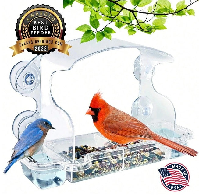 1pc Clear Window Bird Feeder With Strong Suction Cups Unobstructed View With Water, Transparent Bird Feeders Window Mount Acrylic Bird House For Viewing