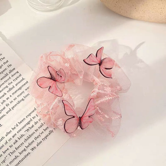 Women's Mesh Pig Intestine Ring Butterfly Hair Accessories